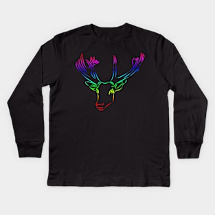 deer in the colors of the rainbow Kids Long Sleeve T-Shirt